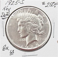 1925-S Silver Peace Dollar Coin BU KEY DATE