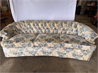 Blue and Cream Tufted Couch by Broyhill
