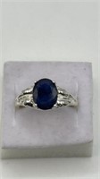 Super Quality Genuine Blue Sapphires Sterling Ring