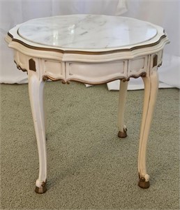 Vintage French Provincial Style End Table Marble