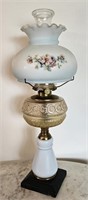 21" Floral Pattern Oil Lamp