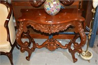 Carved mahogany hallway console table,