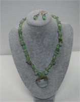 Jade Beads,Polished Stones/Slice Pendant&Earrings