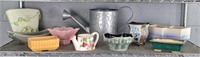 Lot Of Small Vintage Planters And Watering Can