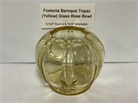 Fostoria Baroque Topaz Glass Rose Bowl