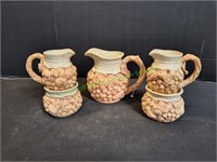 Vintage Clay Pitcher w/ (2) Creamers on Stands