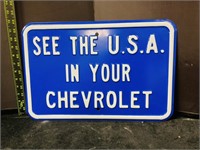See the U.S.A in your Chevrolet Metal Sign