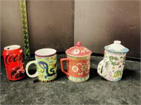 3pcs Chinoiserie Mug & Lidded Cups