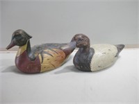 Two 12" Painted Wood Duck Figures