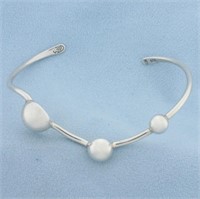 Three Bead Bangle Bracelet in Sterling Silver