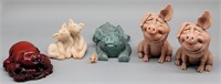 (6) Assorted Pig Figurines, 2 Bobble Head