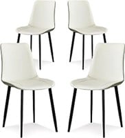 Ironalita White Dining Chairs Set of 4, Faux Leath