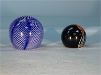 2pc Steven Correia Art Glass Paperweights