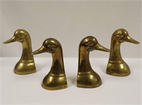 4pc (2pair) Brass Duck Head Bookends