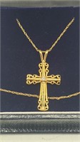14k & Diamond Cross Necklace