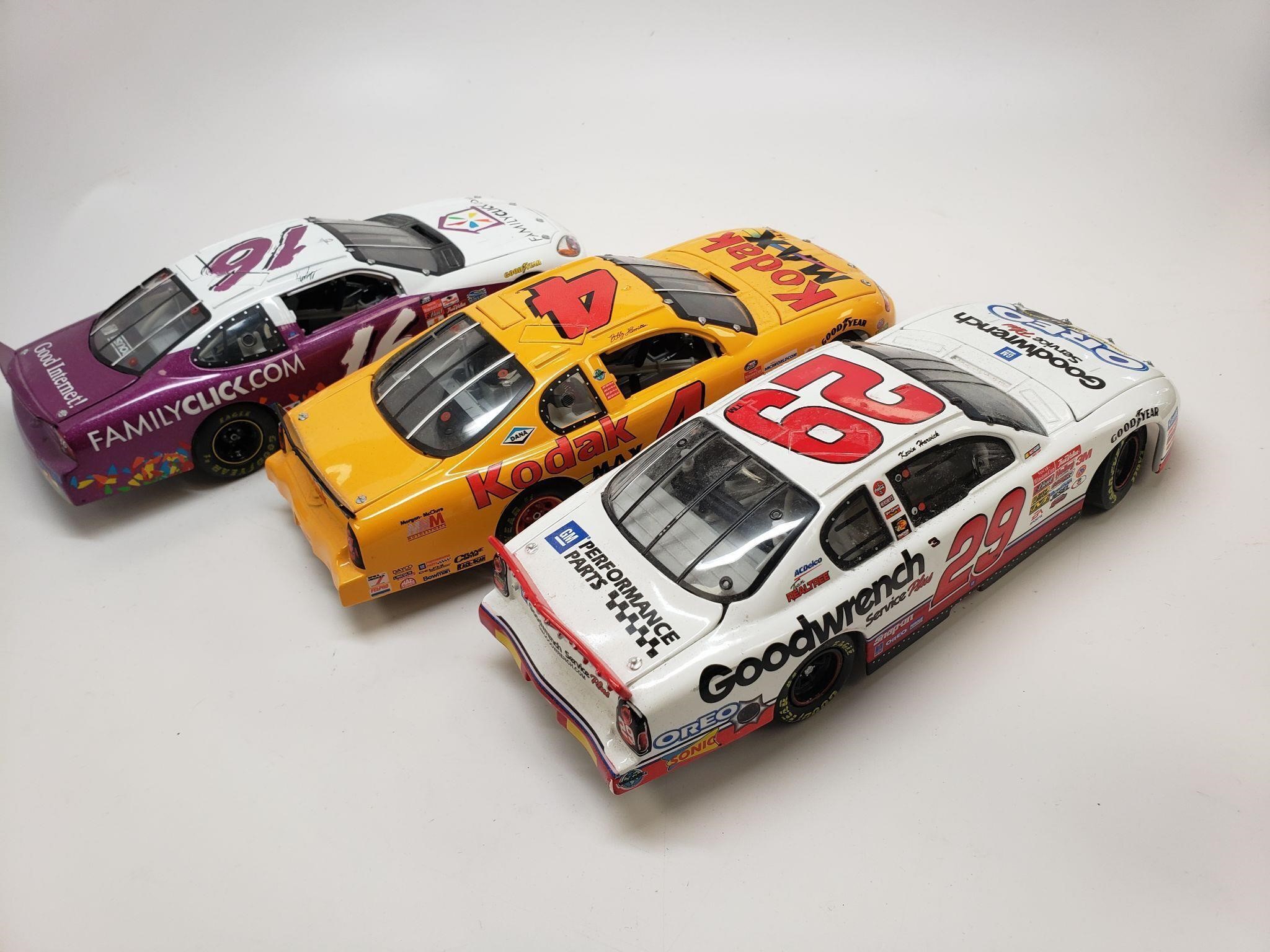 Three NASCAR 1:24 Scale Cars #16, #4 and #29
