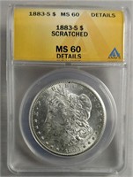 1883-S  Morgan Dollar  ANACS MS-60 scratched