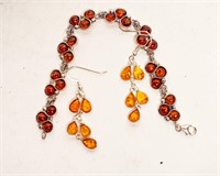 STERLING SILVER  AND AMBER SET