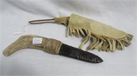 Relic Knife with Bone Handle Leather Sheath