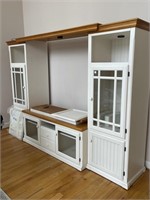 WHITE WASHED ENTERTAINMENT CABINET WITH CURIO SIDE