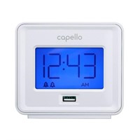 Capello Dual Alarm Clock with USB - White
