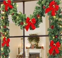 ATDAWN 9 FT Christmas Garland, Battery Operated