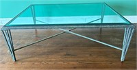 Modernist Iron & Beveled Glass Coffee Table