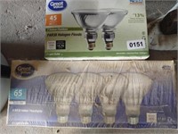 (2) Boxes New Light Bulbs, Halogen & Household