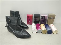 vintage body powder, shoes, and spray