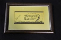 Tawes Brand crabmeat framed label Crisfield MD