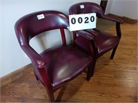 2x Studded Oxblood Vinyl Side Chairs Conference