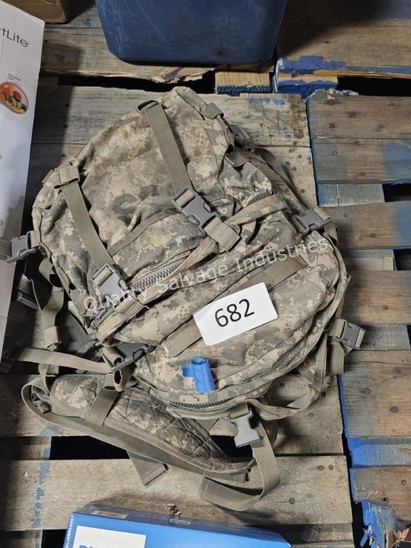 military backpack with gear