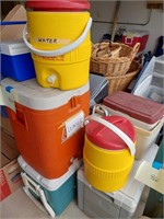 Lot of insulated coolers and beverage