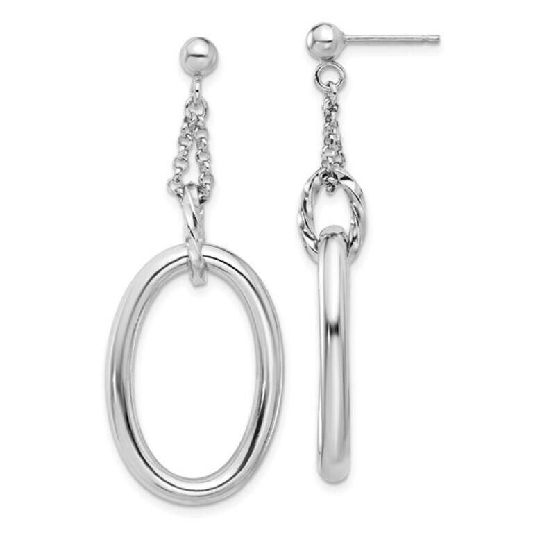 Sterling Silver Oval Post Dangle Earrings