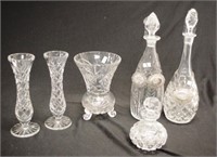 Group six various cut crystal tableware pieces etc
