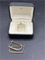 14K Gold Earrings & Cross Necklace