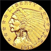 1913 $2.50 Gold Quarter Eagle CLOSELY