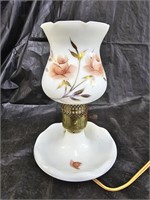 Vintage 1950s HP Milk Glass Hurricane Lamp