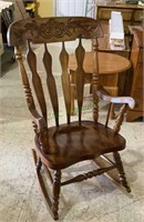 Nice high back arm chair rocker with carved