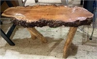 Live edge cedar wood accent table, measures 31 x