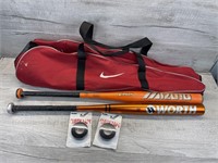 MIZUNO & WORTH SOFTBALL BATS W NIKE BAT BAG