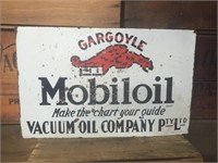 Original Gargoyle Mobiloil post mount sign