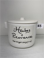 CERAMIC HERBS DE PROVENCE CROCK WITH LID, MADE IN