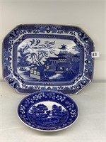 16" BURLEIGH WARE WILLOW PLATTER AND COPELAND