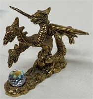 1987 DRAGON FIGURINE w/ CRYSTAL BALL