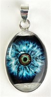 Incredible Sterling Hand Painted Evil Eye Pendant