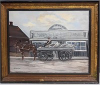 J. Berdou, Old Town Streetscape Horse & Wagon