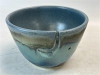 Art Pottery Small Yarn Bowl Brown Blue Glaze