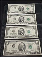 4- 1976 $2 Dollar Bills