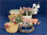 Artificial Flowers and Assorted baskets